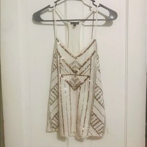 Express White Sequin Racerback Tank